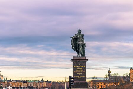 January 21, 2017: Statue Gustav III by the royal palace of Stockholm, Swedenのeditorial素材