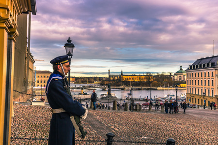 January 21, 2017: Guard in the royal palace of Stockholm, Swedenのeditorial素材