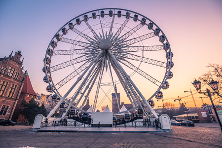 January 28, 2017: Giant ferris wheel in Gdansk, Polandのeditorial素材