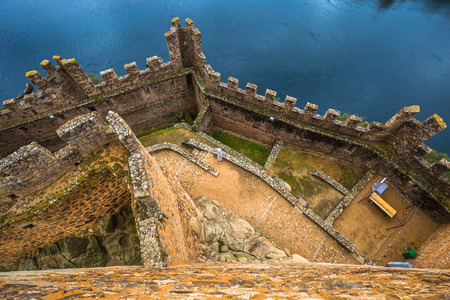 January 04, 2017: Inside the walls of the medieval castle of Almourol in Ribatejo, Portugalのeditorial素材