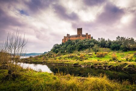 January 04, 2017: Panoramic view of the medieval castle of Almourol in Ribatejo, Portugalのeditorial素材