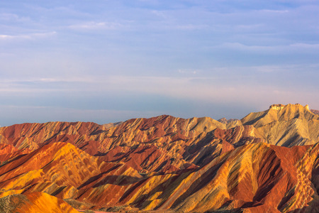 Zhangye, China - August 03, 2014: Rainbow Mountains of the Danxia Landform in Zhangye, Chinaの写真素材