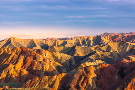 Zhangye, China - August 03, 2014: Rainbow Mountains of the Danxia Landform in Zhangye, Chinaの写真素材