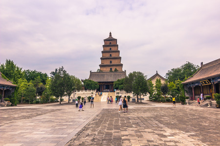 Xi'an, China - July 23, 2014: Big Wild Goose Pagoda temple complexのeditorial素材