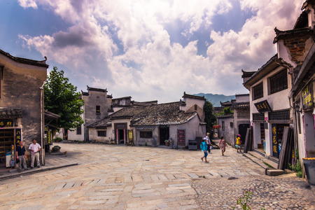Hongcun, China - July 28, 2014: Streets of the old town of Hongcunのeditorial素材