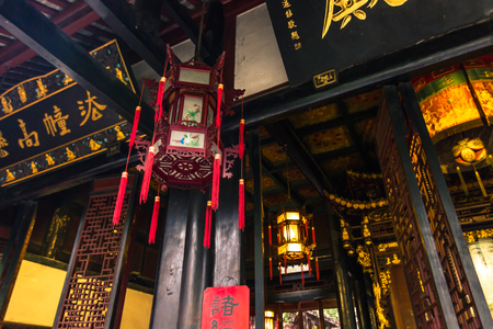 Chengdu, China - August 08, 2014: Buddhist temple in Iron Pagoda Park in Chengdu, Chinaのeditorial素材