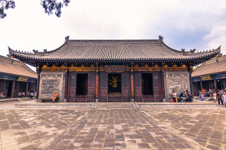 Xi'an, China - July 23, 2014: Temple hall at the Big Wild Goose Pagoda temple complexのeditorial素材
