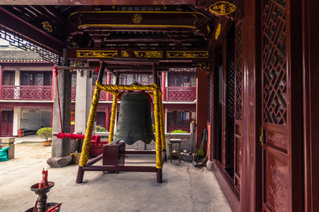 Zhujiajiao, China - July 26, 2014: Bell in a Taoist temple in Zhujiajiao villageのeditorial素材