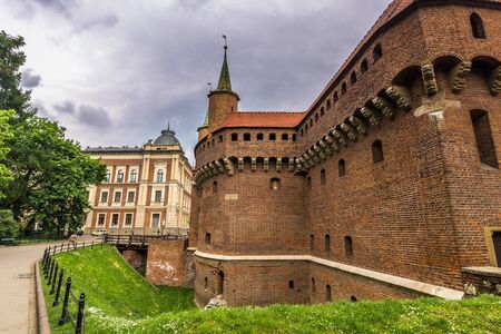 Krakow, Poland - May 12, 2016: The Barbican in the old town of Krakow, Polandのeditorial素材