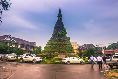 September 25, 2014: That Dam Stupa in Vientiane, Laosのeditorial素材