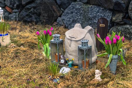 Hatuna, Sweden - April 1, 2017: Traveler grave in the church of Haggeby, Swedenのeditorial素材