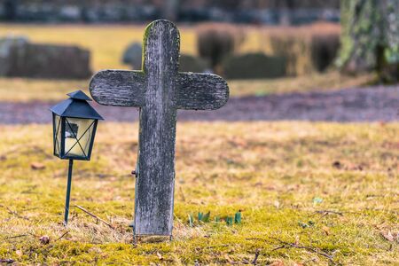 Skanela, Sweden - April 1, 2017: Grave in Skanela Church, Swedenの写真素材
