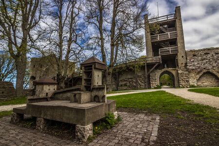 Visby, Gotland - May 15, 2015: Medieval town walls in Gotland, Swedenの写真素材