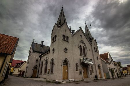 Visby, Gotland - May 15, 2015: Theater building of Visby in Gotland, Swedenのeditorial素材