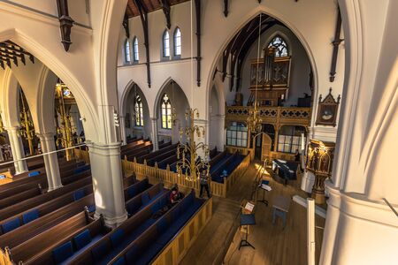 Gothenburg, Sweden - April 14, 2017: Inside Haga Church in Gothenburg, Swedenのeditorial素材