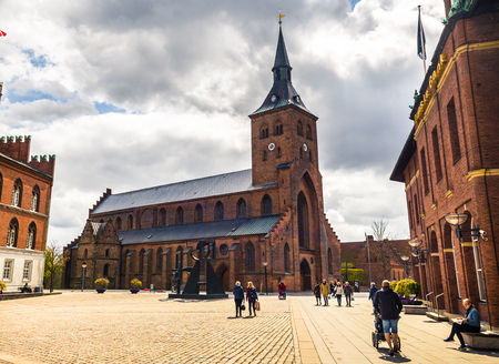 Odense, Denmark - April 29, 2017: Church in the old town of Odense