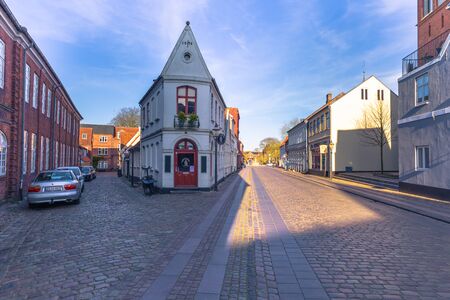 Ribe, Denmark - April 30, 2017: Old Town of Ribe