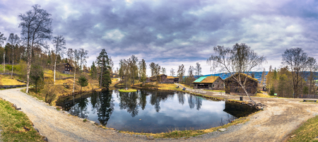 Lillehammer, Norway - May 13, 2017: Panorama of Maihaugen open air museum in Lillehammer, Norwayのeditorial素材