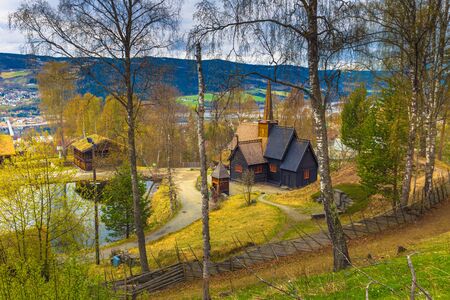 Lillehammer, Norway - May 13, 2017: Garmo Stave Church in Lillehammer, Norwayのeditorial素材