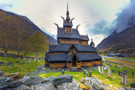 Borgund, Norway - May 14, 2017: The Stave Church of Borgund in Laerdal, Norwayのeditorial素材