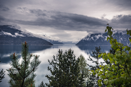Norway - May 14, 2017: Panorama of Sogn og Fjordane, Norwayのeditorial素材