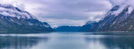 Sogn og Fjordane, Norway - May 14, 2017: Panorama of a fjord in Sogn og Fjordane county, Norwayのeditorial素材