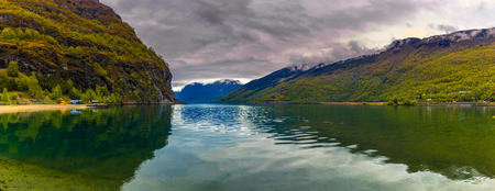 Flam, Norway - May 14, 2017: Natural landscape of Flam, Norwayのeditorial素材