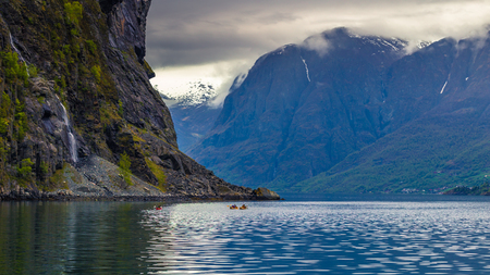 Flam, Norway - May 14, 2017: Natural landscape of Flam, Norwayのeditorial素材
