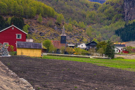 Flam, Norway - May 14, 2017: Church of Flam, Norwayのeditorial素材