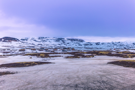 Oppland, Norway - May 14, 2017: Frozen landscape of the highlands of Oppland, Norwayのeditorial素材
