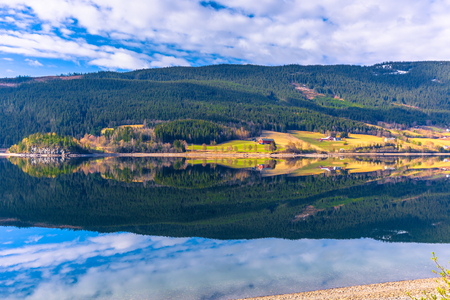 Vang, Norway - May 15, 2017: Landscape of the countryside of Oppland county, Norwayのeditorial素材