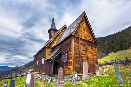 Lomen, Norway - May 13, 2017: Stave Church of Lomen, Norwayのeditorial素材