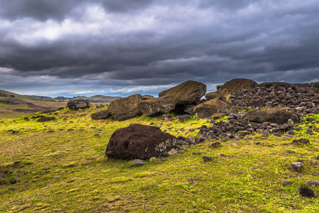Ahu Vinapu, Easter Island - July 11, 2017: Sacred site of Ahu Vinapu, Easter Islandの写真素材