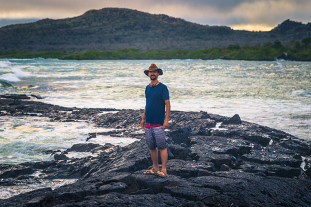 Galapagos Islands - August 25, 2017: Beach coast of Isabela Island, Galapagos Islands, Ecuadorのeditorial素材