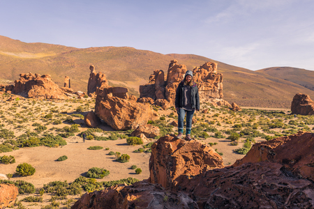 Eduardo Avaroa National Park - July 19, 2017: Tourist in Lost Italy, Eduardo Avaroa National Park, Boliviaのeditorial素材