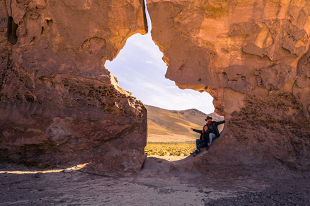 Eduardo Avaroa National Park - July 19, 2017: Tourists in Lost Italy, Eduardo Avaroa National Park, Boliviaのeditorial素材