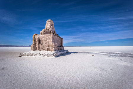 Uyuni Salt Flats - July 20, 2017: Landmark of Dakar Rally at the Uyuni Salt Flats, Boliviaのeditorial素材
