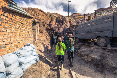 Potosi - July 22, 2017: Entrance to the silver mines of Potosi, Boliviaのeditorial素材