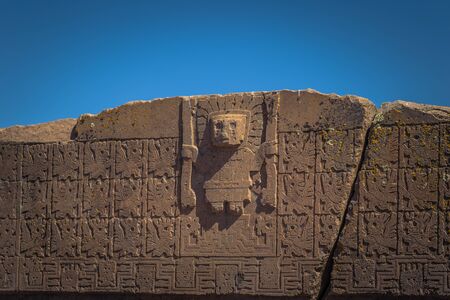 Ruins of the ancient city of Tiwanaku, Boliviaの写真素材