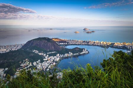 Panorama of Rio de Janeiro seen from Corcovado mountain in Rio de Janeiro, Brazilの写真素材