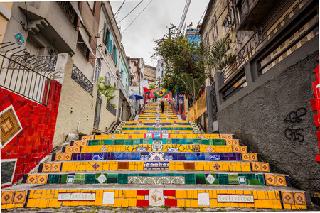 Rio de Janeiro - June 21, 2017: The Selaron Steps in the historic center of Rio de Janeiro, Brazilのeditorial素材