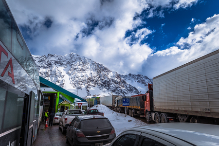 Chile - July 07, 2017: Border between Argentina and Chileのeditorial素材