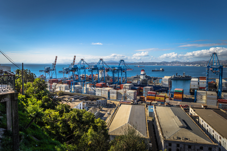 Valparaiso - July 14, 2017: Harbor of Valparaiso, Chileのeditorial素材