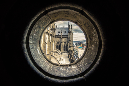 Quito - August 17, 2018: Basilica of the National Vote in Quito, Ecuadorの写真素材