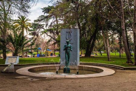 Chile - July 08, 2017: Memorial statue in the gardens of Santiago de Chileのeditorial素材