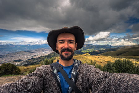 Quito - August 21, 2018: Panorama of the city of Quito, Ecuadorのeditorial素材