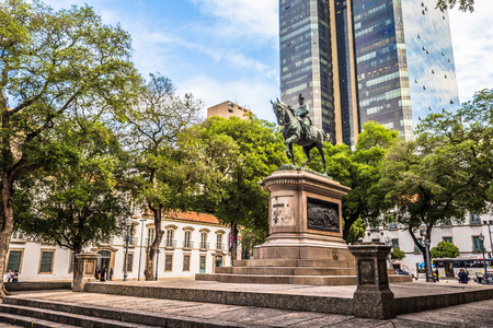 Rio de Janeiro - June 21, 2017: Historic statue in the center of Rio de Janeiro, Brazilのeditorial素材
