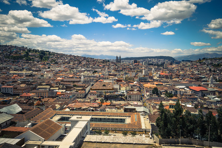 Quito - August 17, 2018: Panoramic view of Quito, Ecuadorの写真素材