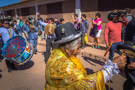 San Pedro de Atacama, Chile - July 16, 2017: Traditional parade in San Pedro de Atacama, Chileのeditorial素材