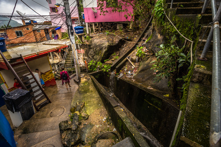 Rio de Janeiro - June 21, 2017: Streets of the Favela of Santa Marta in Rio de Janeiro, Brazilのeditorial素材